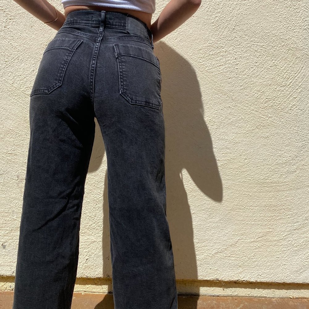 Black button up Levi's straight ankle leg